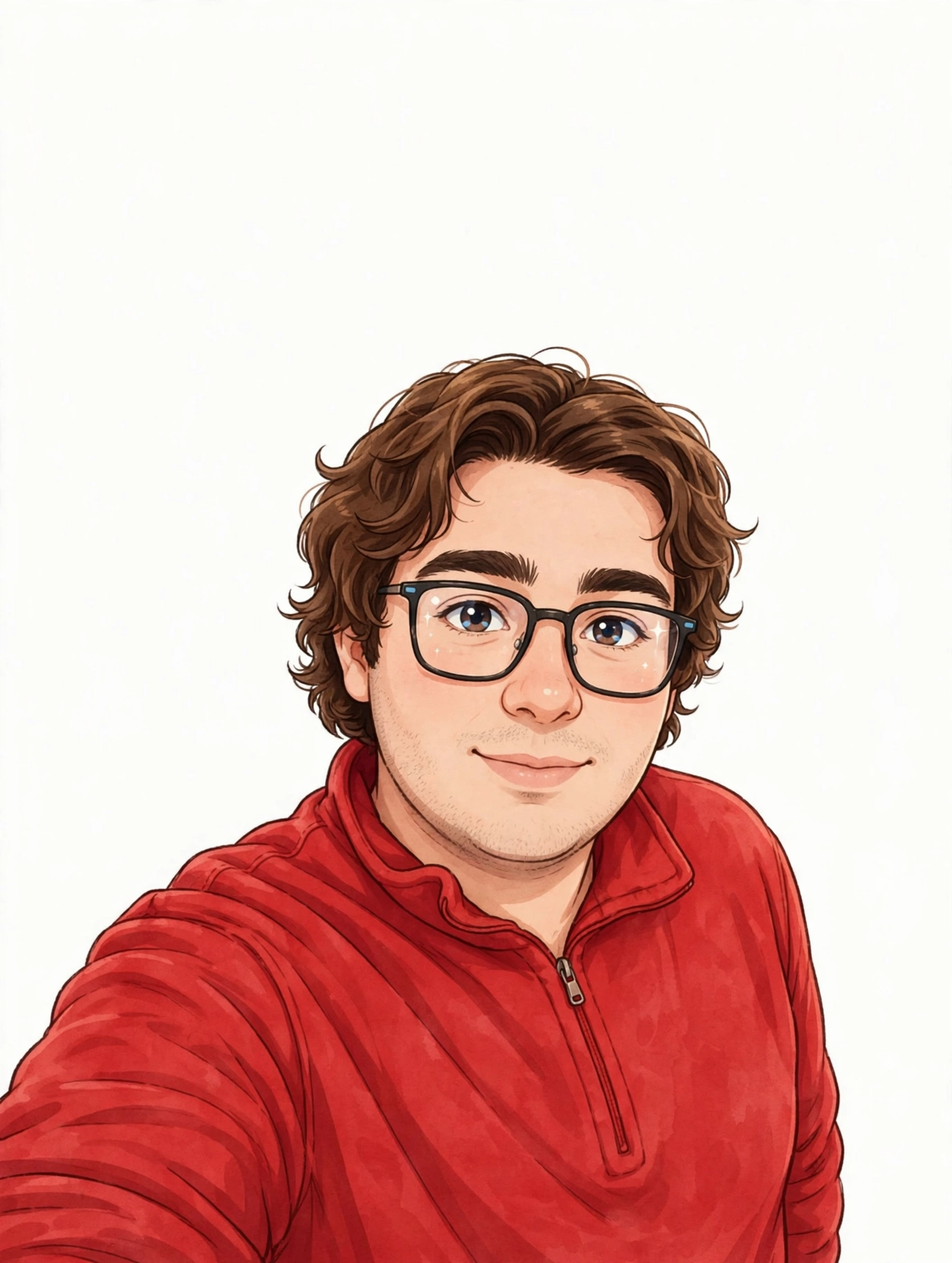 Portrait illustration of Don Oren Estorsky, a red dragon researcher wearing round glasses.
